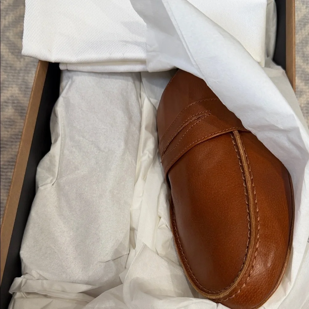 Classic Brown Leather Penny Loafer - Women's Slip-On Flat